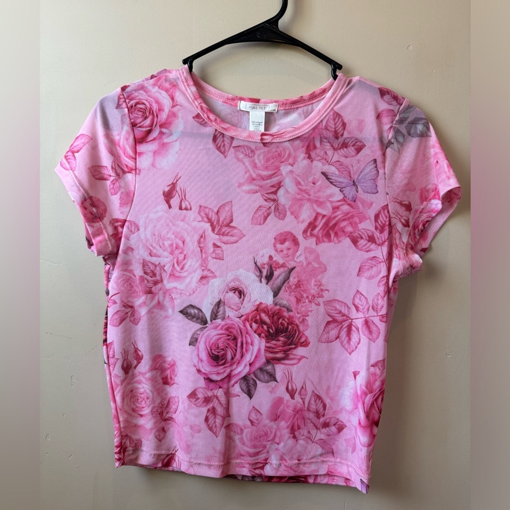Full tilt Cherub sheer mesh crop top Medium